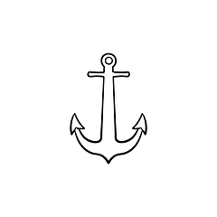Image showing Anchor hand drawn outline doodle icon.