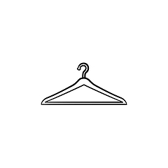 Image showing Clothes hanger hand drawn outline doodle icon.