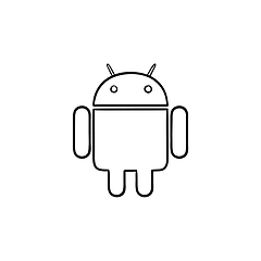 Image showing Phone robot hand drawn outline doodle icon.