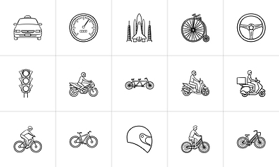 Image showing Transport hand drawn outline doodle icon set.