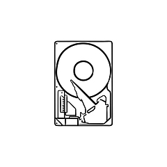 Image showing Hard drive hand drawn outline doodle icon.