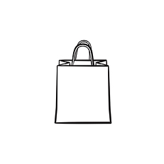 Image showing Shopping bag hand drawn outline doodle icon.