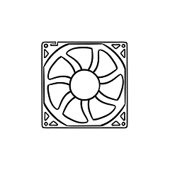 Image showing Computer fan hand drawn outline doodle icon.