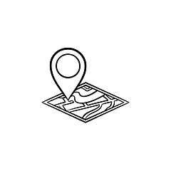 Image showing House location hand drawn outline doodle icon.