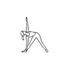 Image showing Woman in yoga triangle pose hand drawn outline doodle icon.