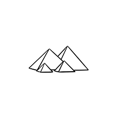 Image showing Egypt pyramids hand drawn outline doodle icon.