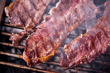 Image showing delicious grilled meat on barbecue