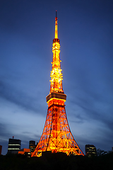 Image showing Tokyo tower at night, Japan