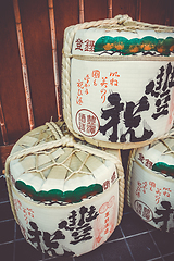 Image showing Kazaridaru barrels in Kyoto, Japan