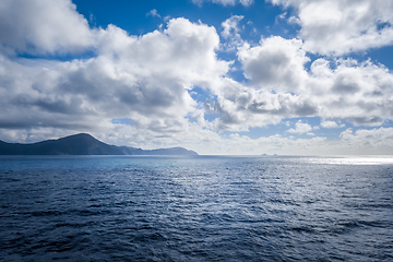 Image showing Marlborough Sounds view from a ferry, New Zealand