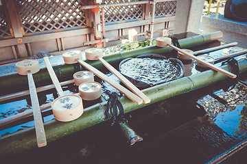 Image showing Purification fountain at a Shrine, Tokyo, Japan