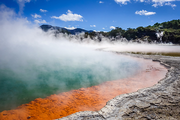 Image showing Champagne Pool hot lake in Waiotapu, Rotorua, New Zealand