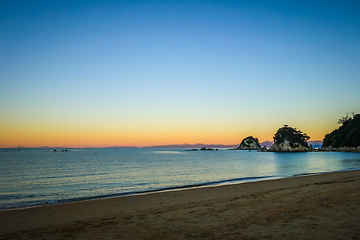 Image showing Creek at sunset in Abel Tasman National Park, New Zealand