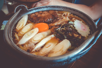 Image showing traditional japanese sukiyaki meal