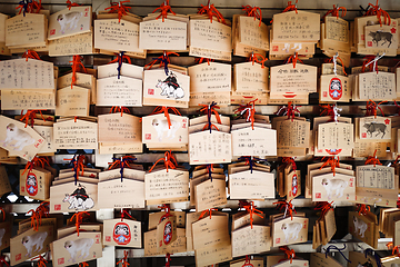 Image showing Traditional Emas in a temple, Tokyo, Japan
