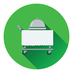 Image showing Restaurant  cloche on delivering cart icon