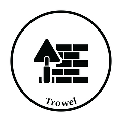 Image showing Icon of brick wall with trowel