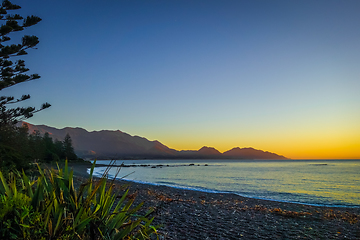 Image showing Sunset on Kaikoura beach, New Zealand