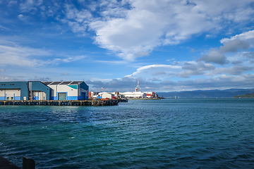 Image showing Wellington harbour docks, New Zealand