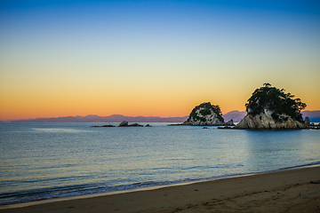 Image showing Creek at sunset in Abel Tasman National Park, New Zealand