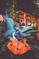 Image showing Fox purification fountain at Fushimi Inari Taisha, Kyoto, Japan