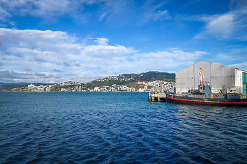 Image showing Wellington harbour docks, New Zealand