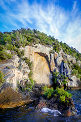 Image showing Maori rock carvings, Taupo Lake, New Zealand