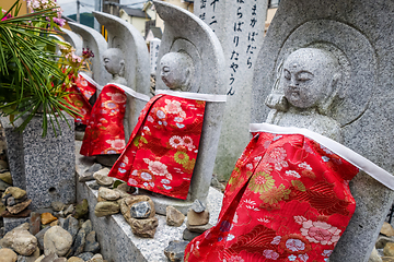 Image showing Jizo statues in Arashiyama temple, Kyoto, Japan