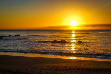 Image showing Sunset on Kaikoura beach, New Zealand