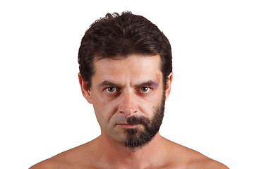 Image showing portrait of man with half shaved face