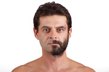 Image showing portrait of man with half shaved face