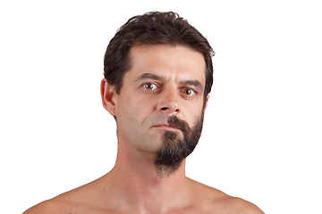 Image showing portrait of man with half shaved face