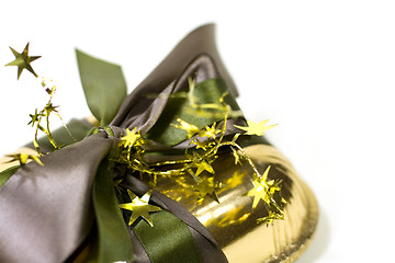 Image showing gold gift box with decorations