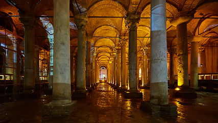 Image showing The Basilica Cistern - underground water reservoir build by Emperor Justinianus in 6th century, Istanbul, Turkey