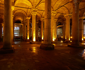 Image showing The Basilica Cistern - underground water reservoir build by Emperor Justinianus in 6th century, Istanbul, Turkey