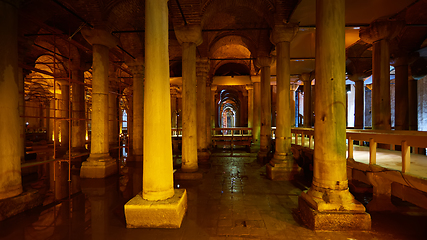 Image showing The Basilica Cistern - underground water reservoir build by Emperor Justinianus in 6th century, Istanbul, Turkey