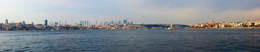 Image showing Sea view to Istanbul.Asian and Europe coasts. Ferry boat trip