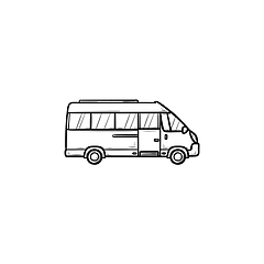 Image showing Minibus hand drawn outline doodle icon.