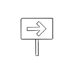 Image showing Road sign with arrow hand drawn outline doodle icon.