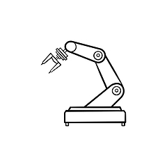 Image showing Robotic arm hand drawn outline doodle icon.