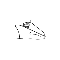 Image showing Cruise ship hand drawn outline doodle icon.
