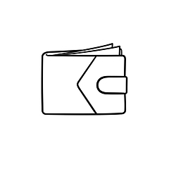 Image showing Modern wallet hand drawn outline doodle icon.