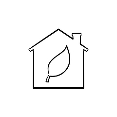 Image showing Eco house hand drawn outline doodle icon.