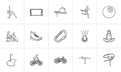 Image showing Sports hand drawn outline doodle icon set.