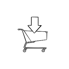 Image showing Shopping online cart hand drawn outline doodle icon.