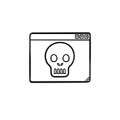 Image showing Computer window with scull hand drawn outline doodle icon.