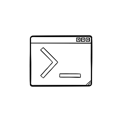 Image showing Browser window with command line hand drawn outline doodle icon.