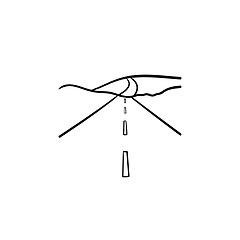 Image showing Highway and landscape hand drawn outline doodle icon.