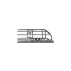 Image showing Train hand drawn outline doodle icon.