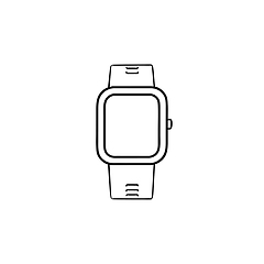 Image showing Smartwatch hand drawn outline doodle icon.